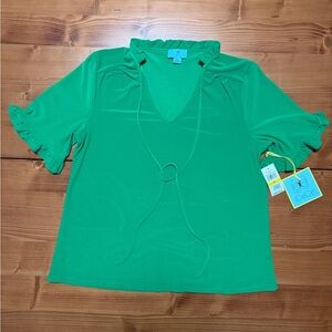 CeCe Blouse Green w/Tie NWT